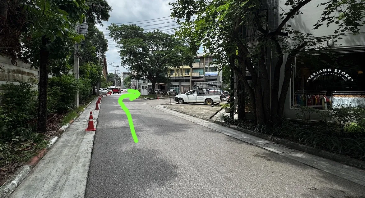 Continue on the side road